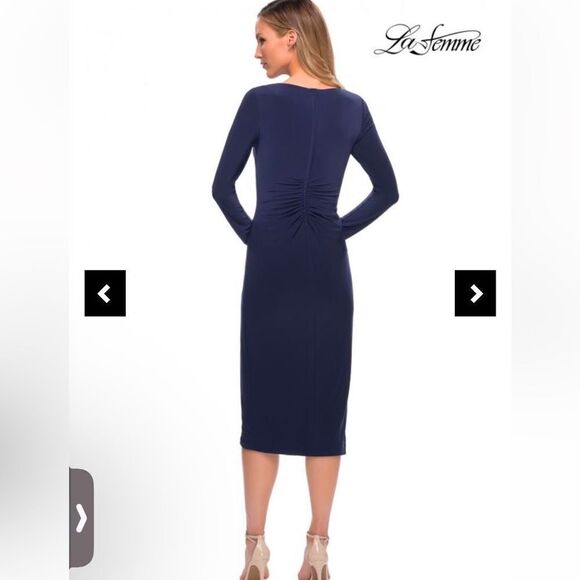 New La Femme 29812 Navy Mother of the Bride Midi Dress Size 10 - Picture 6 of 13